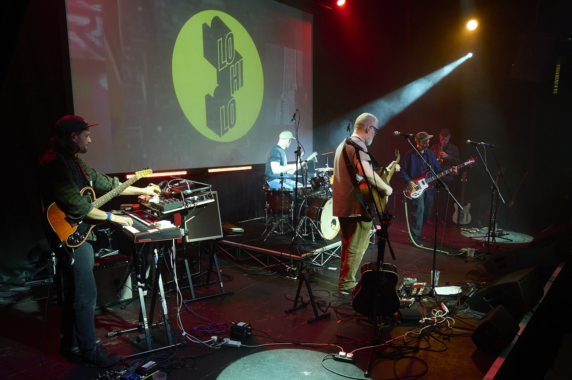 Lo-Hi-Lo playing together under the lights at Sub Rooms